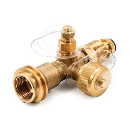 Camco BRASS TEE W/4 PORTS, W/5FT & 12FT EXT .HOSES, CLAMSHELL 59123